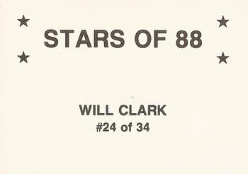 1988 Stars of '88 (unlicensed) #24 Will Clark Back