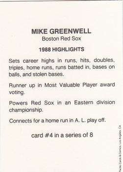 1989 Pacific Cards & Comics American Flag Series I (unlicensed) #4 Mike Greenwell Back