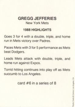 1989 Pacific Cards & Comics American Flag Series I (unlicensed) #6 Gregg Jefferies Back
