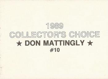 1989 Collector's Choice (unlicensed) #10 Don Mattingly Back