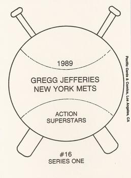 1989 Pacific Cards & Comics Action Superstars Series One (unlicensed) #16 Gregg Jefferies Back
