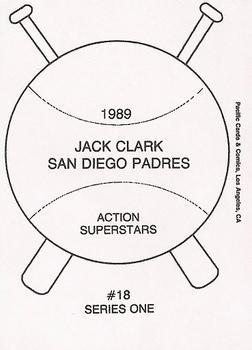 1989 Pacific Cards & Comics Action Superstars Series One (unlicensed) #18 Jack Clark Back