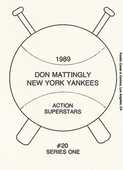 1989 Pacific Cards & Comics Action Superstars Series One (unlicensed) #20 Don Mattingly Back