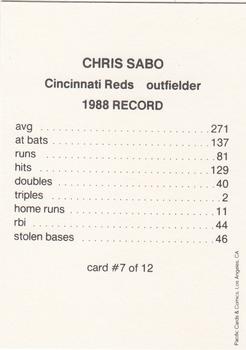 1989 Pacific Cards & Comics All-Stars (unlicensed) #7 Chris Sabo Back