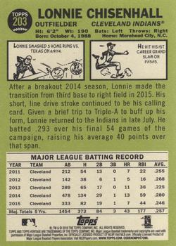 2016 Topps Heritage #203 Lonnie Chisenhall Back