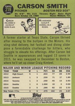 2016 Topps Heritage #219 Carson Smith Back