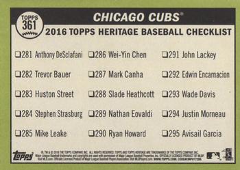 2016 Topps Heritage #361 Chicago Cubs Back
