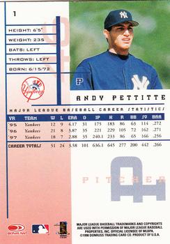 1998 Leaf Rookies & Stars #1 Andy Pettitte Back