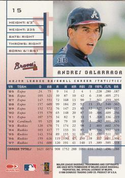 1998 Leaf Rookies & Stars #15 Andres Galarraga Back