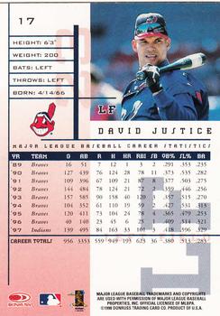 1998 Leaf Rookies & Stars #17 David Justice Back