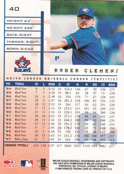 1998 Leaf Rookies & Stars #40 Roger Clemens Back