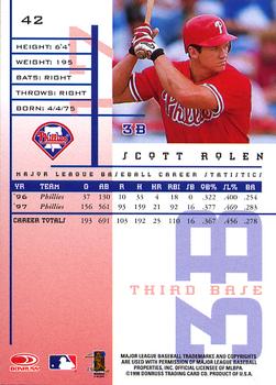 1998 Leaf Rookies & Stars #42 Scott Rolen Back