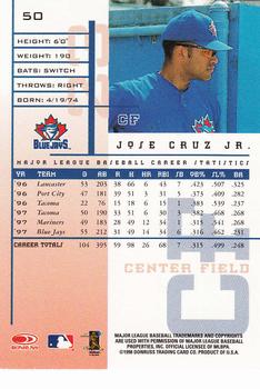 1998 Leaf Rookies & Stars #50 Jose Cruz Jr. Back