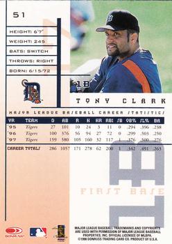 1998 Leaf Rookies & Stars #51 Tony Clark Back