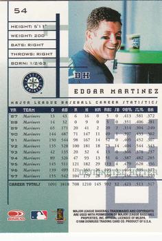 1998 Leaf Rookies & Stars #54 Edgar Martinez Back