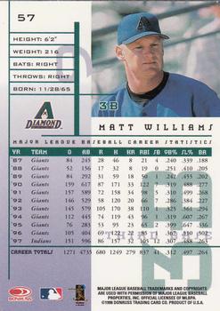 1998 Leaf Rookies & Stars #57 Matt Williams Back