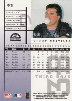 1998 Leaf Rookies & Stars #93 Vinny Castilla Back