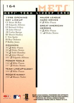 1998 Leaf Rookies & Stars #164 Mike Piazza Back