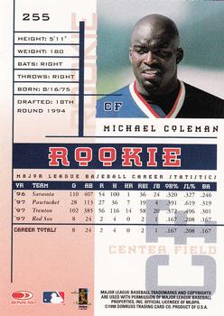 1998 Leaf Rookies & Stars #255 Michael Coleman Back