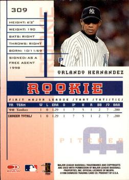 1998 Leaf Rookies & Stars #309 Orlando Hernandez Back