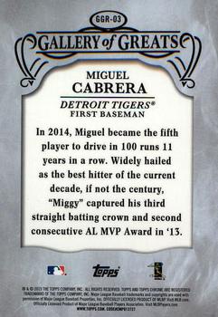 2015 Topps Chrome - Gallery of Greats #GGR-03 Miguel Cabrera Back