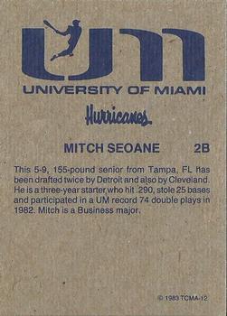 1983 TCMA Miami Hurricanes #12 Mitch Seoane Back
