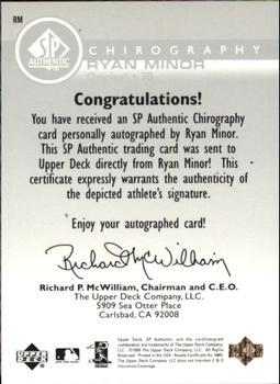 1999 SP Authentic - Chirography #RM Ryan Minor  Back