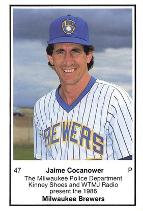 1986 Milwaukee Brewers Police #NNO Jaime Cocanower Front