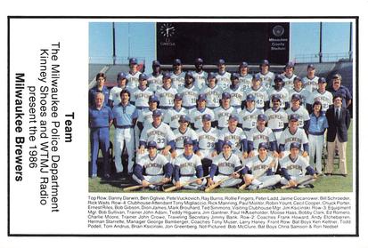 1986 Milwaukee Brewers Police #NNO Milwaukee Brewers Team Photo Front