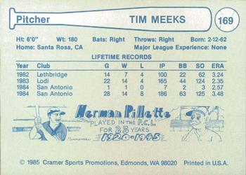 1985 Cramer Albuquerque Dukes #169 Tim Meeks Back