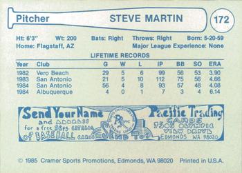 1985 Cramer Albuquerque Dukes #172 Steve Martin Back