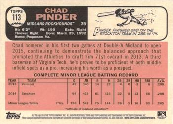 2015 Topps Heritage Minor League - Blue #113 Chad Pinder Back
