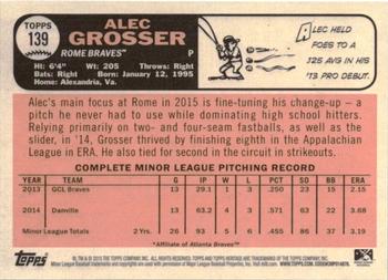 2015 Topps Heritage Minor League - Blue #139 Alec Grosser Back
