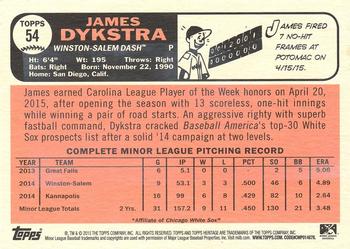 2015 Topps Heritage Minor League - Gum Damage #54 James Dykstra Back