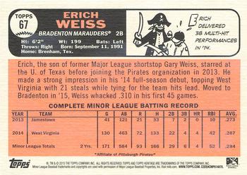 2015 Topps Heritage Minor League - Gum Damage #67 Erich Weiss Back
