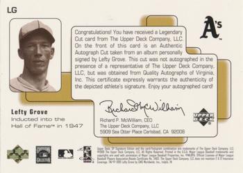 1999 SP Signature Edition - Legendary Cuts #LG Lefty Grove  Back
