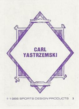 1986 Sports Design Products JD McCarthy #3 Carl Yastrzemski Back