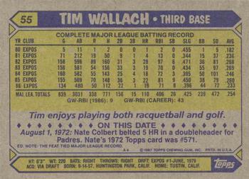 1987 Topps #55 Tim Wallach Back