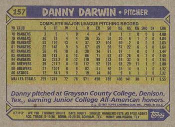 1987 Topps #157 Danny Darwin Back