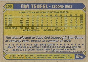 1987 Topps #158 Tim Teufel Back
