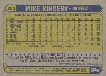 1987 Topps #203 Mike Kingery Back