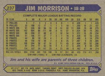 1987 Topps #237 Jim Morrison Back