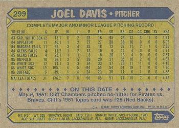 1987 Topps #299 Joel Davis Back