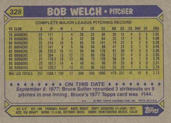 1987 Topps #328 Bob Welch Back