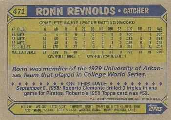 1987 Topps #471 Ronn Reynolds Back