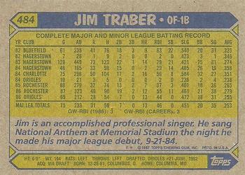 1987 Topps #484 Jim Traber Back