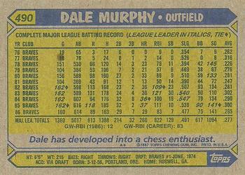 1987 Topps #490 Dale Murphy Back