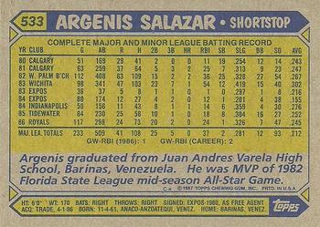1987 Topps #533 Argenis Salazar Back