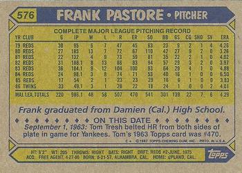 1987 Topps #576 Frank Pastore Back