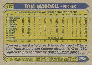 1987 Topps #657 Tom Waddell Back